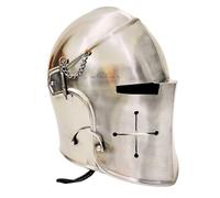 ALADEAN Casque de guerrier médiéval Barbuta Visoré - Armurie de chevalier 18 g en acier doux - Casque de barbuta poli pour costume de cosplay, Halloween (casque de Barbuta poli)