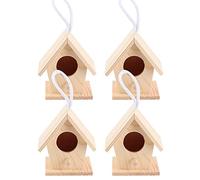 Aladeno 4Pcs Outdoor Wooden Bird House Hanging Bird Resting Nests Box Garden Decoration Ornament Hanging Small Bird Nesting Box Sheltered Warm Place for Small Humming Bird House