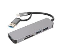 Aladeno Hub USB3.0 5 en 1 Plug and Play en Alliage d'aluminium 3 Ports de Carte de Stockage USB Hub USB C 5 Gbit/s Répartiteur USB Dongle USB C Station d'accueil USB Hub pour
