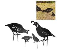 Aladeno Lot de 4 piquets de Jardin en métal pour décoration d'extérieur, Statue de Famille de caille, décoration de Cour, Art de Jardin, Statue de Piquet de caille pour extérieur,