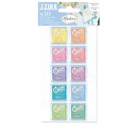 Aladine - 10 Mini Encreurs « Quick Dry » Pastel - Encres pour Tampons - 3,3 x 3,3 cm - Jaune, Orange, Rose, Bleu, Vert - Pour Scrapbooking, Carterie, Loisirs Créatifs - Izink - 03977