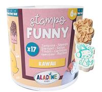 Aladine - 17 Tampons Kawaii avec Encreur - Tampons Enfant dès 6 ans - Stampo Funny - Encre Lavable - Activité Enfant Dessin Garçon Fille - Idée Cadeau Japon Manga - 85181