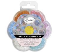 Aladine - 182 Perles de Cire à Cacheter Translucides - 7 Couleurs Translucides - Pour Créer Sceau de Cire Rose, Vert, Jaune, Blanc, Violet - Faire Part Mariage, Naissance, Lettres & Cadeaux - 72659