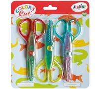 Aladine - 3 Ciseaux Cranteurs Enfant - Ciseaux Crantés Papier - Dès 3 Ans - Découpe Zig Zag, Vagues - Pour Loisirs Créaifs, Scrapbooking - Colors Cut’- 42038