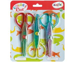 Aladine - 3 Ciseaux Cranteurs Enfant - Ciseaux Crantés Papier - Dès 3 Ans - Découpe Zig Zag, Vagues - Pour Loisirs Créaifs, Scrapbooking - Colors Cut’- 42038