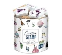 Aladine - 35 Tampons Anniversaire avec Encreur Noir - pour Personnaliser Cartes & Invitations d'anniversaire, Paquest Cadeau, Loisirs Créatifs - Encreur Noir Inclus - Gâteau Chiffre Numéro - 03745