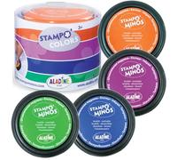Aladine - 4 Encreurs Stampo Colors Carnaval - Encre pour Tampons Enfants - Taille XXL & Encre Lavable - Encreurs Géants Grand Format - Activité Manuelle, Loisirs Créatifs - Dès 3 ans