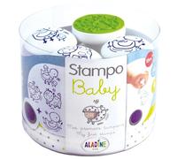 Aladine - 4 Tampons Animaux de la Ferme avec Encreur - Stampo Baby - Activité Manuelle Enfant 2 ans, Tampons Bébé - Encre Lavable, - Faciles à Manipuler - Cadeau Loisir Créatif - Dès 18 mois - 03802