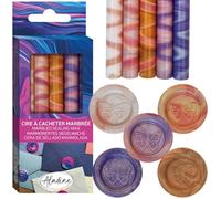Aladine - 5 Bâtons de Cire à Cacheter Marbrée « Ambre Rose » - Pour Pistolet à Cire - Sceau de Cire - Coloris Pastel - Idéal Faire Part Mariage, Carterie - Rose, Orange, Violet - 72459