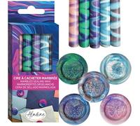 Aladine - 5 Bâtons de Cire à Cacheter Marbrée « Aurore Boréale » - Pour Pistolet à Cire - Sceau de Cire - Coloris Pastel - Idéal Faire Part Mariage, Carterie - Bleu, Vert, Rose - 72463