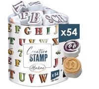 Aladine - 54 Tampons Lettres Crayonnées avec Encreur Noir - Alphabet Majuscule Crayon - Chiffres, Numéros 0 à 9 - Bullet Journal, Invitations - Scrapbooking, Carterie - Creative Stamp - 03727