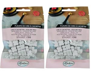 Aladine - 60 Perles de Cire à Cacheter - Blanc Mat - Pour Créer Sceau de Cire - Fleurs de Cire - Faire Part Mariage, Naissance, Lettres, Courriers, Menus & Cadeaux - 72607 (Lot de 2)