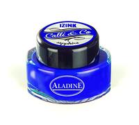 Aladine - Encre Izink Calli and Co Bleu Sapphire - Encrier pour Calligraphie, Écriture à La Plume et Carterie Créative - Made in France - Flacon Pot 15 ML - Couleur Bleue