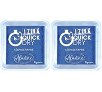 Aladine - Encreur Izink Quick Dry - Encreur à Séchage Rapide - Scrapbooking, Bullet Journal et Carterie Créative - Taille M - 5 x 5 cm - Couleur Bleu - 19539 (Lot de 2)