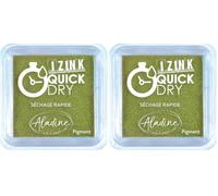 Aladine - Encreur Izink Quick Dry - Encreur à Séchage Rapide - Scrapbooking, Bullet Journal et Carterie Créative - Taille M - 5 x 5 cm - Couleur Vert Olive (Lot de 2)