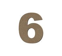 Aladine - Gomille Alphabet Chiffre 6 - Support en Bois à Peindre et Décorer - Idéal Déco Intérieure, Chambre, Anniversaire - Bois Naturel 100% Français - Taille 15cm, Épaisseur 6mm