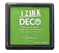 Aladine - Izink Déco - Encreur Taille XL 10 x 10 cm - Pigments très Couvrants, Séchage Rapide - Mousse Haute Qualité - Idéal pour Empreintes Créatives sur Mur, Bois et Carton - Vert