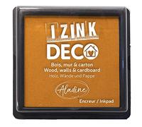 Aladine - Izink Déco - Encreur Taille XL 10 x 10 cm - Pigments très Couvrants, Séchage Rapide - Mousse Haute Qualité - Idéal pour Empreintes Créatives sur Mur, Bois et Carton - Moutarde
