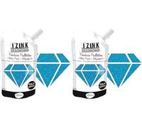 Aladine - Izink Diamond Bleu Caraïbes 80 ml - Peinture Pailletée - Pour Tout Support : Papier, Tissu, Béton, Métal, Bois - DIY et Loisirs Créatifs - Déco Brillante - Bleu Mer Océan - 80821 (Lot de 2)