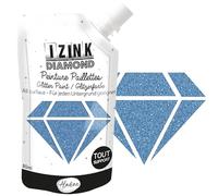 Aladine - Izink Diamond - Peinture Pailletée - Ultra Concentrée en Paillettes - Décoration Tout Support - DIY et Loisirs Créatifs - Made in France - Gourde Souple 80 ml - Bleu Caraïbe