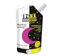 Aladine - Izink Diamond Glow - Peinture Pailletée le Jour, Phosphorescente la Nuit - Ultra Couvrante, Tout Support - DIY et Loisirs Créatifs - Gourde Souple 60 ml - Rose 82097