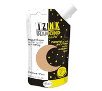 Aladine - Izink Diamond Glow - Peinture Pailletée le Jour, Phosphorescente la Nuit - Ultra Couvrante, Tout Support - DIY et Loisirs Créatifs - Gourde Souple 60 ml - Or 82093