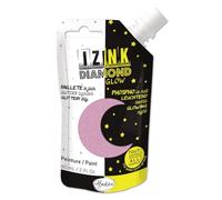 Aladine - Izink Diamond Glow - Peinture Pailletée le Jour, Phosphorescente la Nuit - Ultra Couvrante, Tout Support - DIY et Loisirs Créatifs - Gourde Souple 60 ml - Rose Pastel
