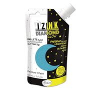 Aladine - Izink Diamond Glow - Peinture Pailletée le Jour, Phosphorescente la Nuit - Ultra Couvrante, Tout Support - DIY et Loisirs Créatifs - Gourde Souple 60 ml - Bleu Ciel, 82100
