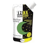 Aladine - Izink Diamond Glow - Peinture Pailletée le Jour, Phosphorescente la Nuit - Ultra Couvrante, Tout Support - DIY et Loisirs Créatifs - Gourde Souple 60 ml - Vert 82091