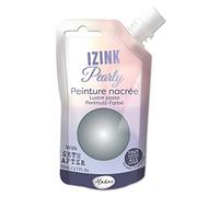 Aladine - Izink Pearly - Peinture Nacrée - Ultra Couvrante, Tout Support - DIY et Loisirs Créatifs - Gourde Souple 80 ml - Argent