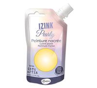 Aladine - Izink Pearly - Peinture Nacrée - Ultra Couvrante, Tout Support - DIY et Loisirs Créatifs - Gourde Souple 80 ml - Jaune Pastel