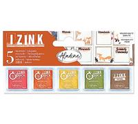 Aladine - Kit 5 Encreurs Feuillage Automne - Encres pour Tampons - Cuivre, Rouge, Orange, Jaune, Vert - Pour Personnaliser Invitations, Cadeaux, Menus, Étiquettes, Bullet Journal - Izink - 03931