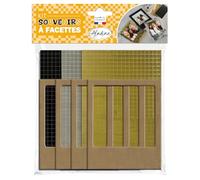 Aladine - Kit Cadres Photo à Facettes - Noir, Argent, Doré - 4 formes en Bois + Carreaux Adhésifs - Kit Loisirs Créatifs - 85616