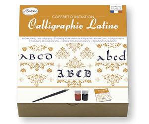 Aladine - Kit d’Initiation à la Calligraphie Latine - Plume, 2 Encres & Cahier d’Écriture - Apprentissage Écriture Ancienne Médiévale - Adulte & Enfant - Loisirs Créatifs - 85518