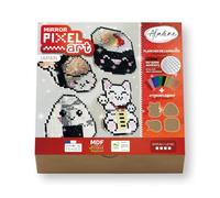 Aladine - Kit Décorations Pixel Art « Japan » - Kit Créatif Mosaique - Carrés Adhésifs Effet Miroir - Peinture Loisirs Créatifs - 85626