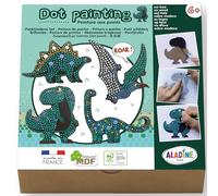 Aladine - Kit Dot Painting Dinosaure - À partir de 6 ans - Peinture aux Points Enfant - Coffret Loisirs Créatifs Dinos - Garçon Fille - Idée Cadeau Anniversaire, Noël - 85479