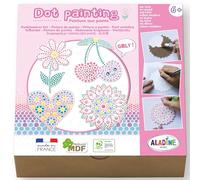 Aladine - Kit Dot Painting Girly - À partir de 6 ans - Peinture aux Points Enfant - Coffret Loisirs Créatifs Cœur, Fleur, Mandala & Cerise - Garçon Fille - Idée Cadeau Anniversaire, Noël - 85480