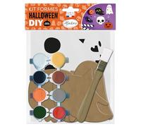 Aladine - Kit Formes Halloween Kawaii - Chat, Fantome, Crane & Citrouille - Kit Formes en Bois à Peindre - Loisirs Créatifs - 85602