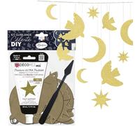 Aladine - Kit Guirlande Céleste - Déco en Bois à Peindre - Lune, Étoile, Colombes - Kit Formes en Bois Peinture Dorée -Sapin de Noël - Loisirs Créatifs - 85510