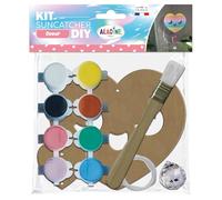 Aladine - Kit Suncatcher Coeur - Attrape Rêve - Kit Loisir Créatif - Forme en Bois Chat + Pinceau + 8 Peintures + Ficelle + Boule Translucide - 85619