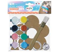 Aladine - Kit Suncatcher Fleur - Attrape Rêve - Kit Loisir Créatif - Forme en Bois + Pinceau + 8 Peintures + Ficelle + Boule Translucide - 85612