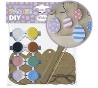 Aladine - Kit Suspensions Oeufs de Pâques à Peindre - Décorations en Bois Personnalisables - Kit Formes en Bois Guirlande Peinture Loisirs Créatifs - 85608