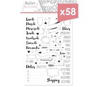 Aladine - Kit Tampons Bullet Journal - 58 Tampons en Français : Jours, Mois, Flèches, Bulles, To Do List, Objectifs - Accessoires Bullet Journal, Bullet Planner, Agenda - Stampo Planner - 03912, Large