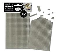 Aladine - Mosaïque Miroir Adhésive Argentée - 2 Feuilles 10 x 15 cm - Mini Carrés Adhésifs pour DIY & Loisirs Créatifs - 600 Carreaux par Feuille Autocollante - Sticker - Argent - 72679