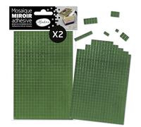 Aladine - Mosaïque Miroir Adhésive Vert - 2 Feuilles 10 x 15 cm - Mini Carrés Adhésifs pour DIY & Loisirs Créatifs - 600 Carreaux par Feuille Autocollante - Sticker - Noël - 72675