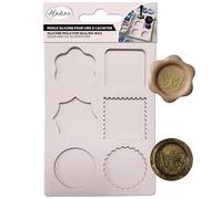 Aladine - Moule Silicone pour Cire à Cacheter - 6 Formes pour Créer de Jolis Sceaux de Cire - Cœur, Rond, Hexagone, Ovale - Faire-Part Mariage Naissance Lettres Courriers Menus & Cadeaux - 80996