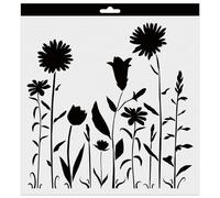 Aladine - Pochoir Champêtre Fleurs 30 x 30 cm pour Décoration Toutes Surfaces - Feutres, Peinture, Airbrush - Champ, Ferme - Dessin Décoration - 81225