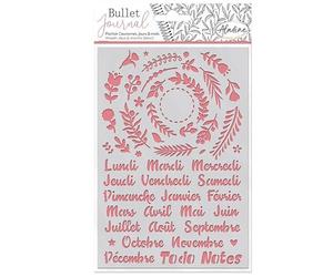 Aladine - Pochoir Couronnes, Jours et Mois pour Bullet Journal - Scrapbooking et Loisirs Créatifs - Pochoir Format A5, Lettres Style Brush