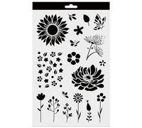 Aladine - Pochoir Floral 20 x 30 cm - Pochoir pour Décoration Toutes Surfaces - Pochoir Feutres, Peinture, Airbrush - Dessin Floral - 81229