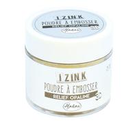 Aladine - Poudre à Embosser Izink Opaline - Embossing - Effet Volume 3D pour Scrapbooking et Carterie Créative - Scrap en Relief Couleur Blanc Nacré - Pot de 25 ml